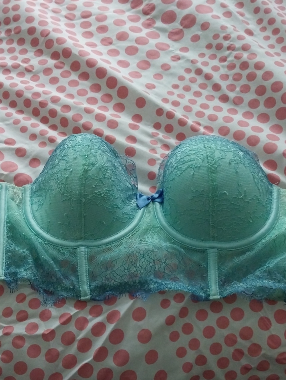 Lace Balconette Strapless Bra - Mint Green